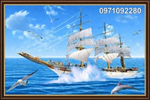 Tranh thuận buồm xuôi gió vươn mình ra biển lớn