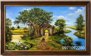 Tranh sơn dầu vẽ đồng quê đẹp treo phòng khách