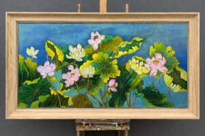 Tranh sơn dầu hoa sen đẹp cao cấp