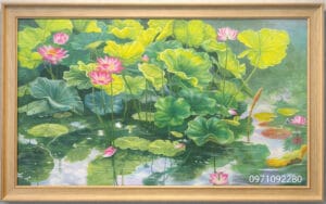 Tranh đầm hoa sen yên bình treo tường đẹp