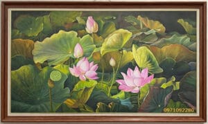 Tranh hoa sen đẹp vẽ tay thủ công nghệ thuật