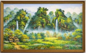 Tranh phong cảnh núi non hùng vĩ treo phòng làm việc