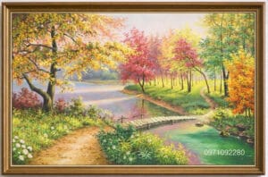 Tranh phong cảnh sơn dầu mùa thu yên bình