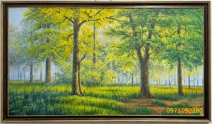 Tranh phong cảnh thiên nhiên tĩnh lặng chiều sâu đẹp xanh mát