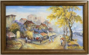 Tranh sơn dầu phố cổ hà nội nghệ thuật