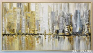 Tranh sơn dầu trừu tượng treo tường phòng khách